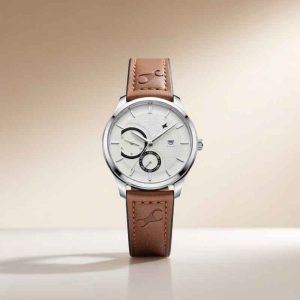 Silver & Cognac Multi-Dial Watch